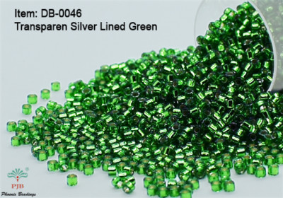 Miyuki Delicas 11/0 Transparent Silver Lined Green Seed Beads DB-046