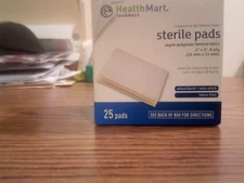 Health Mart 2"x2" 8Ply Sterile Wound Pads Absorbent Non-Stick for 1 pack/25pads