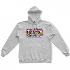 Thrasher Krak Skulls Hoodie Size XL Extra Large Heather Grey Skateboard Hoody