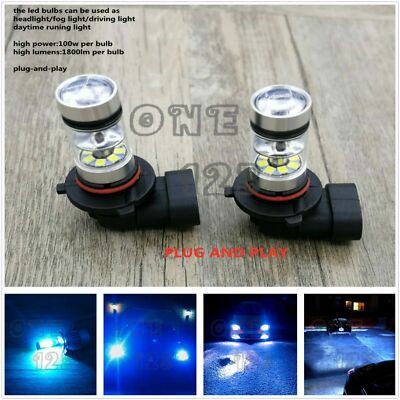 2x 9005 H10 9145 100W 8000k ice blue LED CSP Headlight Bulbs Kit Fog Light DRL