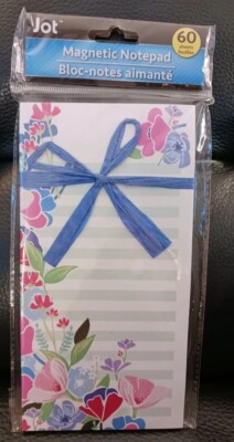 Magnetic Notepad, 60 sheet  notepad for memos, shopping & to do lists - floral
