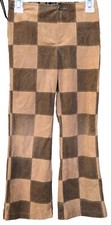 Girls Rubbies Brown Checkered Faux Suede Pants Size 6x