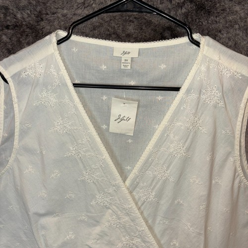 J. Jill Ivory Embroidered Sequin Sleeveless Blouse Women's Size 3X - Picture 2 of 17
