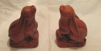 Andrea By Sedak Vintage Set Of Children's Bunny Themed Bookends GUC