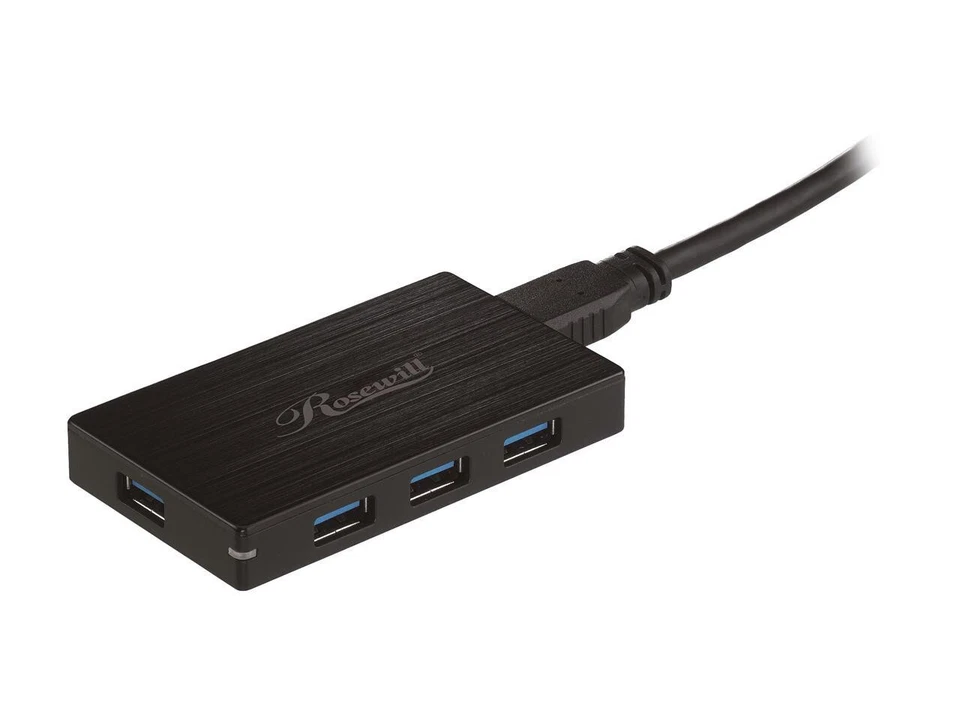 Rosewill 4 Port Slim USB 3.0 2.0 1.1 Mini Black Aluminum Metal LED Hub Retail - Image 4 of 4
