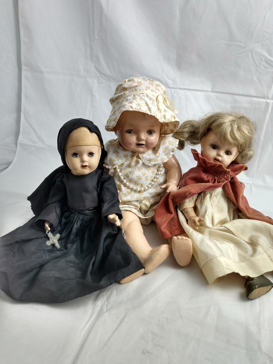Lot: Vintage Composition Dolls Baby, Alexander Princess, Nun 1930-40s  As-Is