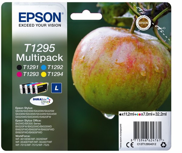 4 Epson Druckerpatronen Tinte T1295 Bk / C / M / Y Multipack-image