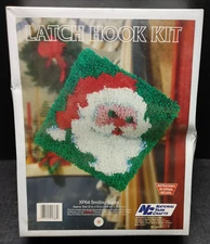 Vintage Christmas Latch Hook Kit SMILING SANTA Kit #XP64 By National Yarn Crafts