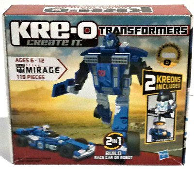 KRE-O CREATE IT TRANSFORMERS 31145 MIRAGE RACE CAR OR ROBOT 100% COMPLETE + BOX