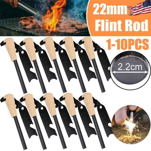 1-10pcs LARGE ARMY FIRESTEEL Magnesium Fire Starter Steel Flint Survival Lighter