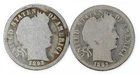 1893-O 1893-S Barber Dimes Good Silver 10c Lot of 2