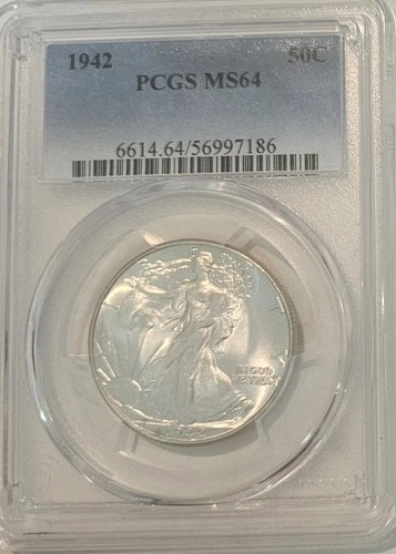 1942, U.S., WALKING LIBERTY, HALF DOLLAR, PCGS, MS 64