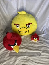 Lot of 3 Angry Birds Plush Stuffed Animals 2 Red 1 Yellow Chuck
