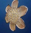 Gold-tone Mesh Blooming Flower Brooch. 2". Quality Costume Jewelry.  — photo 4