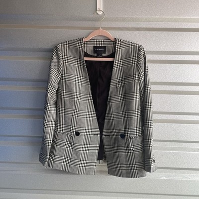 Club Monaco Double Breasted Plaid Blazer Size 2