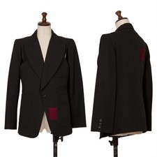  Used COMME des GARCONS Checker Design 1B Patch Pocket Jacket Black S Ladies 