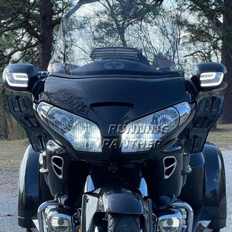 Mirror Lights LED Turn Signals DRL Lamp For Honda Goldwing GL1800 2001-2012 ABS - Image 4 of 4