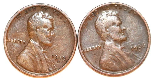 Two Lincoln Wheat Cents - 1919D(XF) 1926D(VG/FINE) - #7851D