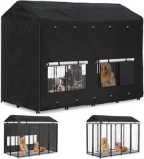 Outdoor Dog Kennel Cover 8'Dx4'Wx6'H Full Coverage Windproof Anti-UV.with