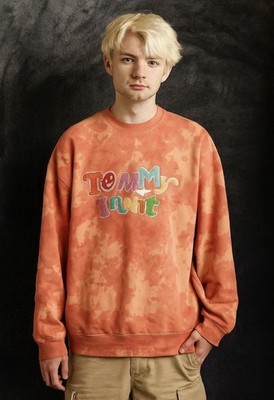 TommyInnit Sweatshirt Size XL Cotton Spell Out Orange Tie Dye Smiley FLAW *READ*