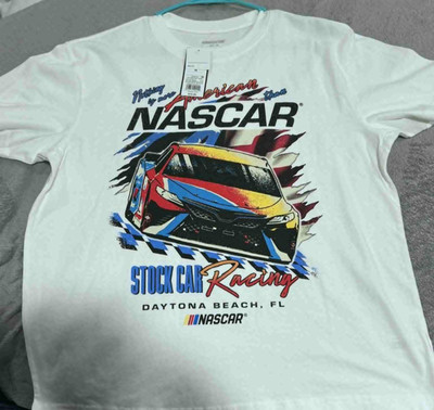 Nascar Stock Car Racing White Size Medium T Shirt