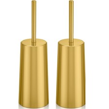 Toilet Brush and Holder, 2 Pack Stainless Steel, Gold