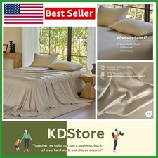 Cooling Bamboo Sheet Set Queen, Organic Viscose, Deep Pockets, Soft  Hypoall...