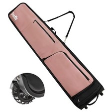 TENFLY Wheeled Ski Bag for Air Travel, 900D Waterproof Padded 175, Flesh Pink