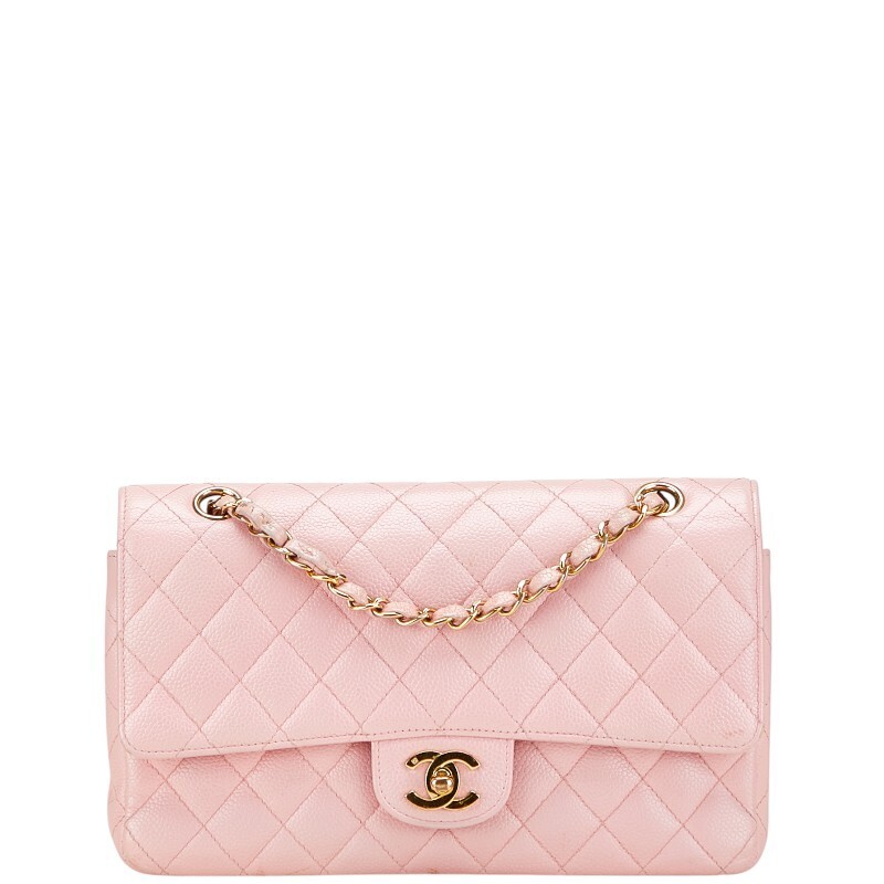 Chanel Coco Mark Matelasse 25 Double Flap Chain Shoulder Bag Pink 39267