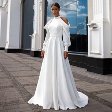 Saud Arab Wedding Dress High Neck Pearls Beading Mermaid Bridal Gown Sweep Train