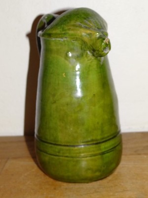 Very Beautiful 19th Century Zoomorph Bear Head Varnished Terracotta Absinthe Pitcher