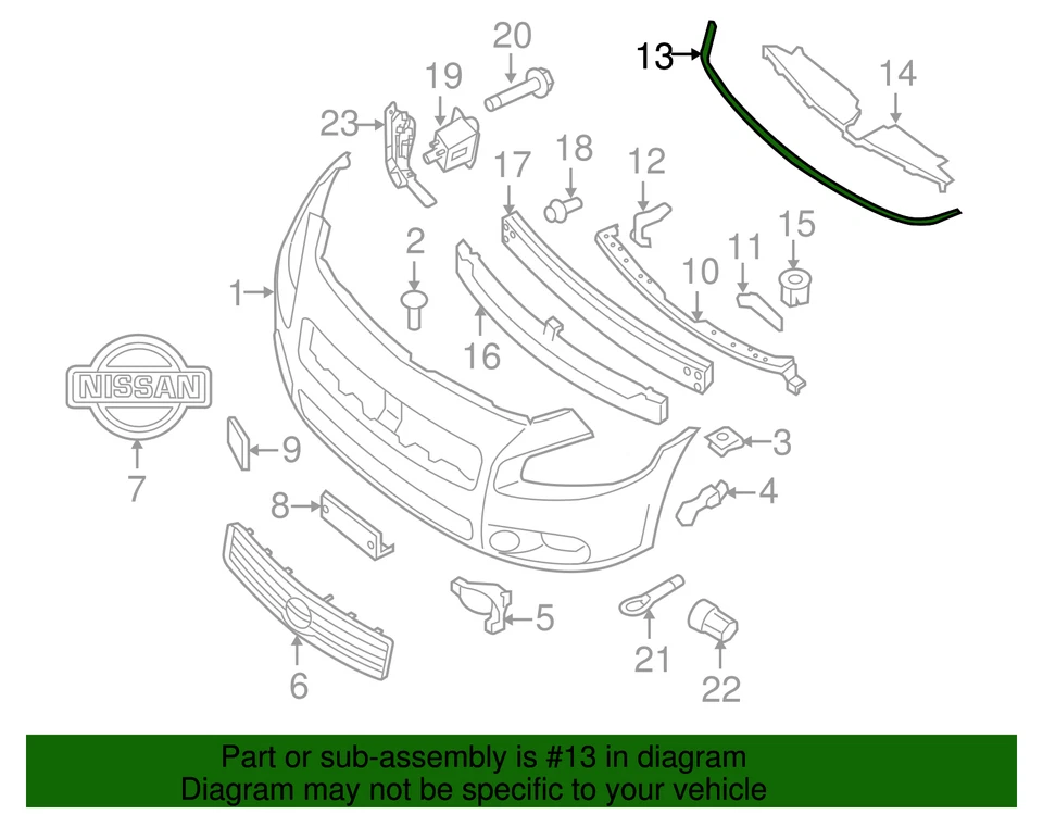 Nissan Máxima 2009-2014 genuino - Tira de goma 65820-9N00B Foto 2 de 2