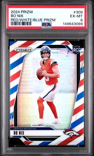2024 PANINI PRIZM RED/WHITE/BLUE PRIZM #309 BO NIX ROOKIE RC PSA 6