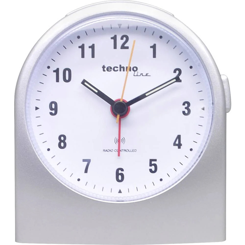 Réveil radiopiloté Techno Line WT 753 montre alarme argentée fluorescente