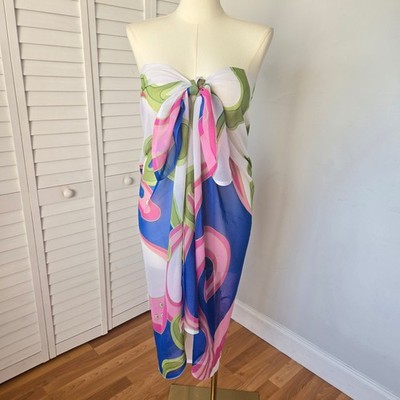 Britney Spears Fantasy Pink Green Blue Sheer Sarong Scarf Y2K Beach Poolside