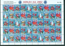 Denmark. 2002 Christmas Sheet Mnh. Lions Club. Local Herlev. Santa, Valentines