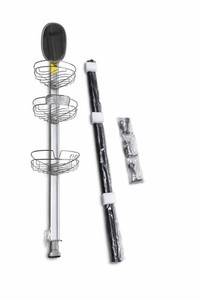 Metal 3-Tier Silver Tension Shower Organizer for Bathroom