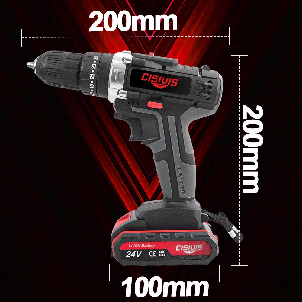 24V Cordless Drill Set Electric Power Drill 28Pcs with 3/8 Inch Keyless Chuck