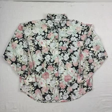 Vintage Laura Mae Button Up Shirt Womens Medium Colorful Faded 1980s Nature 