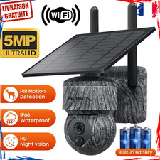 Caméra Sécurité WiFi PTZ Panneau Solaire Détection Mouvement Vision Nocturne