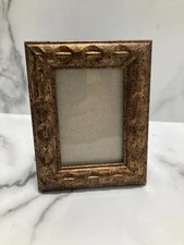Vtg Ornate Bronze Mini  Picture Standing Photo Frame MCM Wallet Size 2.5 X 3.5”