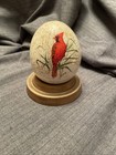 VTG Hand Painted Red Cardinal Speckled Egg — photo 1