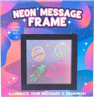 Neon Nachrichtenrahmen LED beleuchtet Schreibtafel mit Stiften Wandschild Neu Fizz Creation