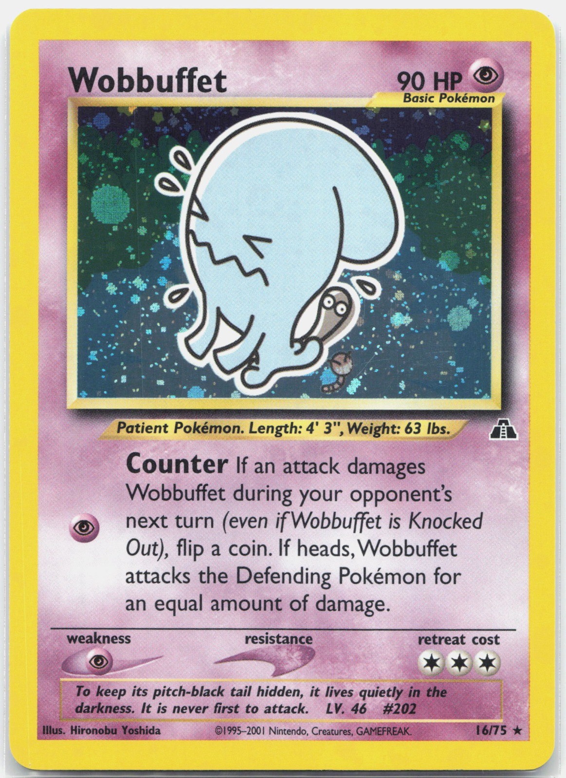 Wobbuffet (16) Holo Rare Neo Discovery N2 Psychic Unlimited Holo 16/75 2001 LP