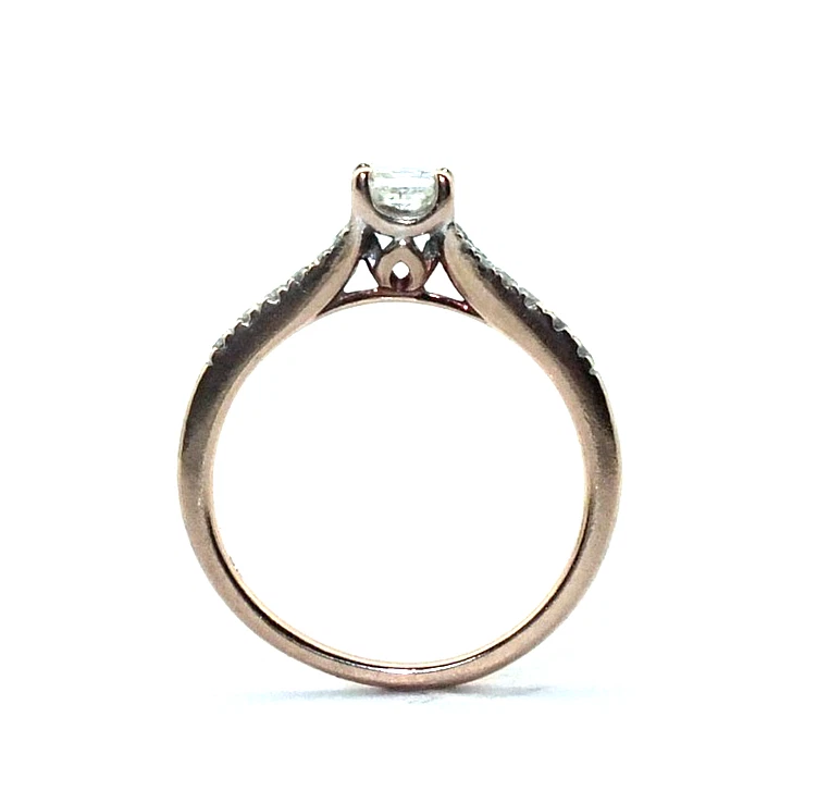 Anillo De Oro Rosa 9ct Con Diamantes 1/3 Ct Talla UK M