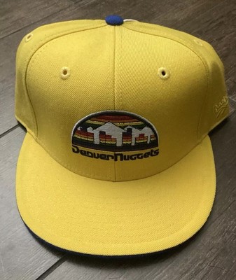 Yellow Reebok Denver Nuggets Fitted Hat. Size 7-3/8