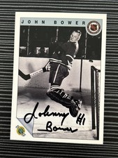 JOHNNY BOWER MAPLE LEAFS 1992 ULTIMATE CARD Signed Autographed With Proof B