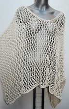 COOLER NETZ PULLI PULLOVER PULLI HÄKELLOOK GEHÄKELT OVERSIZED  XXL BEIGE SAND