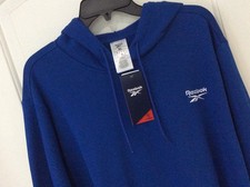 REEBOK Sm Logo Men's Fleece Hoodie Pullover Sweatshirt BOUNDLESS BLUE Sz XL NWT