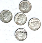 90% U.S. Silver Dimes - Lot Of 5 - Mixed Dates / Mints - See Photos